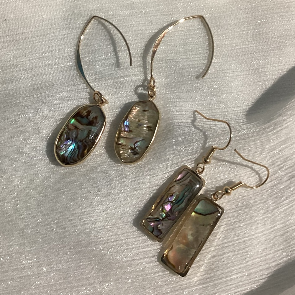 🐚Abalone Shell Earring Set – 2 Pair Bundle ✨ - Picture 7 of 17